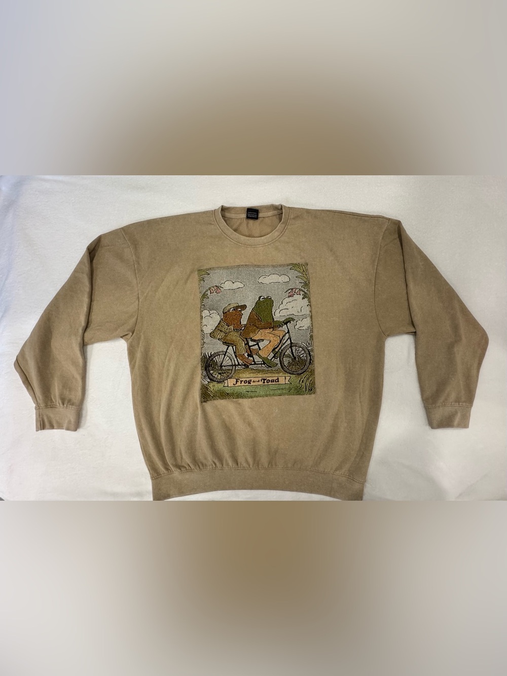Vintage Style Frog and Toad Woven Tapestry Patch Crewneck Sweatshirt - Size 2XL